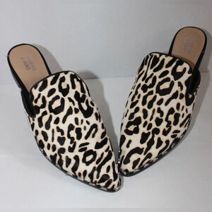 Women’s Bleecker & Bond Simone Mule Leather Animal Print Slip On Shoes Size 9.5